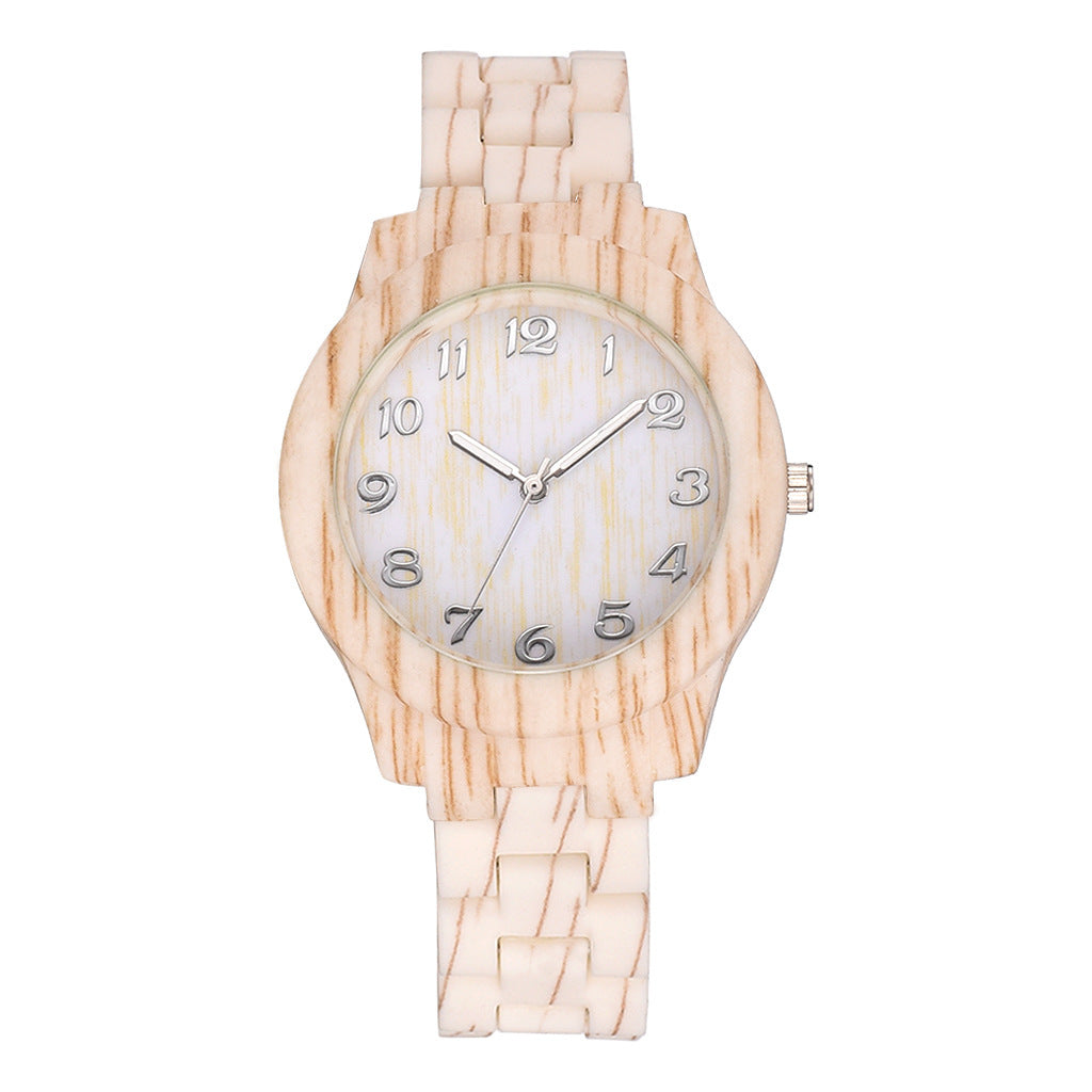 Men And Women Couple Fashion Quartz Watches, Wood Grain Retro Simple