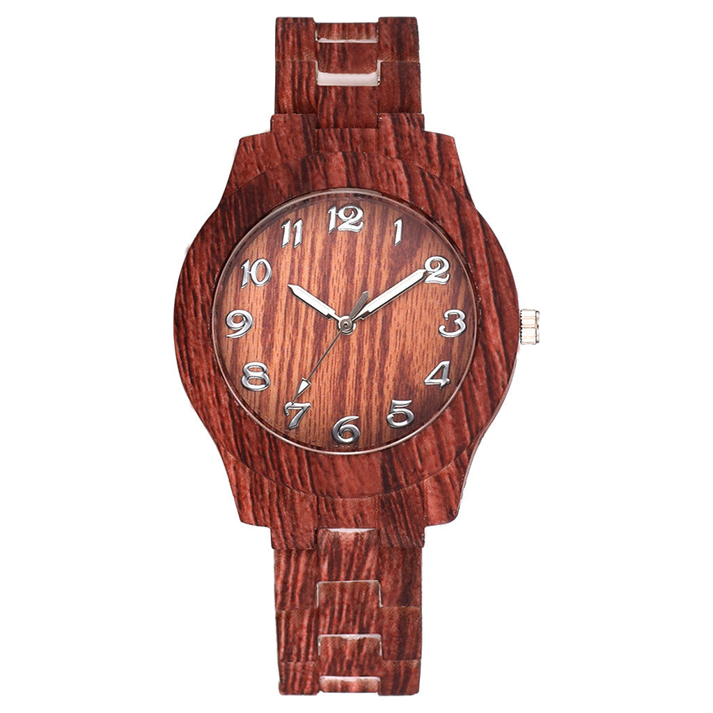 Men And Women Couple Fashion Quartz Watches, Wood Grain Retro Simple