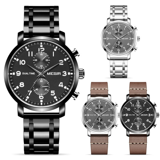 New Men's Five-hand Sports Running Second Disc Steel Band Quartz Sports Watch